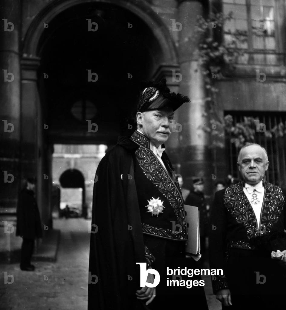Admission at The Academie Francaise, Paris, of Count Charles De Chambrun on October 17, 1946 in Paris (b/w photo)