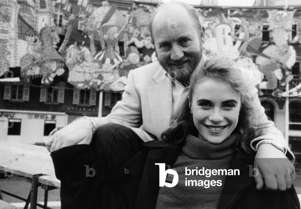 Director Michel Lang And Actress Valerie Allain In Nice To Present The Film Club De Rencontres. March 9, 1987 (b/w photo)