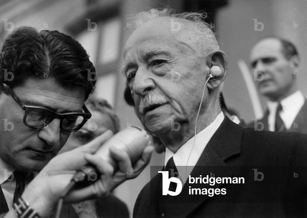Ismet Inonu, Turkish Prime Minster, Leaving The Elysee Palace in Paris After A Meeting With The French President Charles De Gaulle, July 1, 1964 (b/w photo)