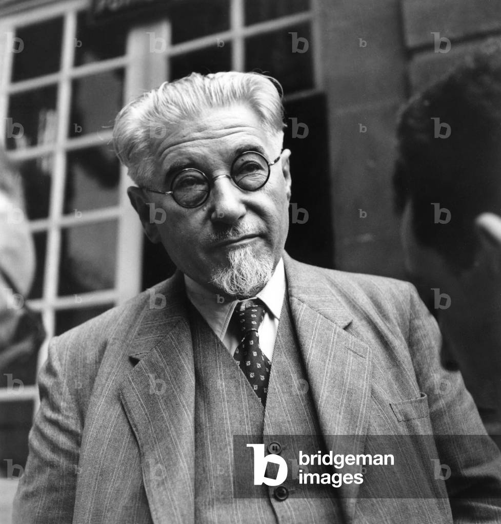 Paul Ramadier (1888-1961) French Minister Leaving Concil of Inisters in Matignon Hotel in Paris on October 11, 1948 (b/w photo)