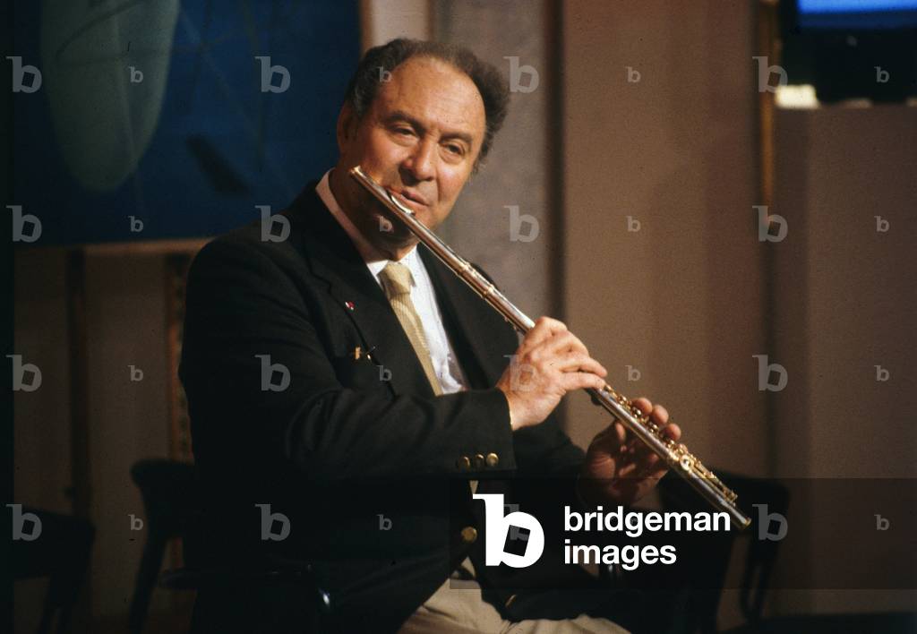 Jean-Pierre Rampal (1922-2000) French Flautist during TV Programme March 25, 1991 (photo)