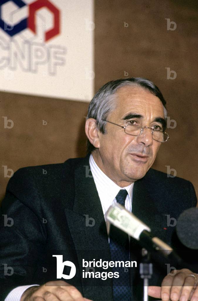 Francois Perigot, President of National Council of French Employers during A Press Conference on December 16, 1986 (photo)