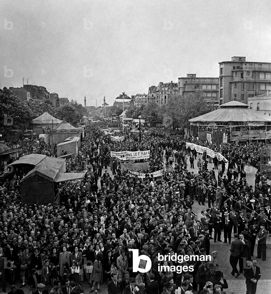 Demonstration on May 1St, 1947 in Paris (b/w photo)