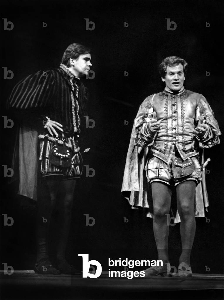 French Actors Michel Lonsdale and Bernard Fresson during Rehearsal of Play 