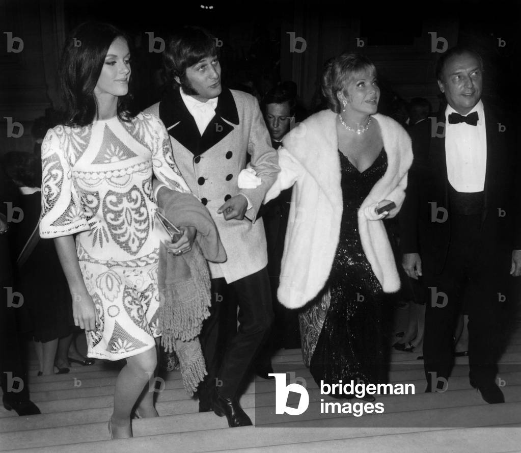 At Gala For The Taming of The Shrew L-R : Anny Duperey, President Rosko (Michael Pasternak), Line Renaud and her Husband Loulou Gaste September 29, 1967 (b/w photo)