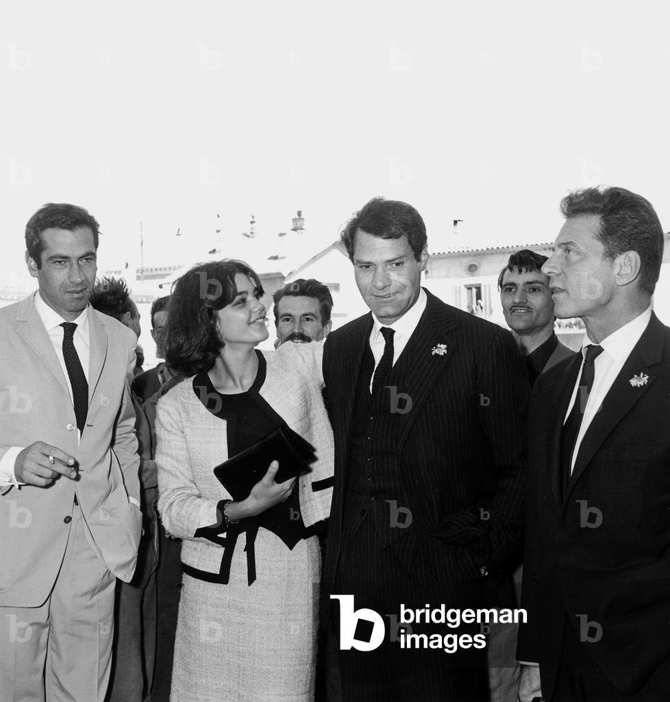 Wedding of Tina Aumont (Her Father Actor Jean-Pierre Aumont (R) Is her Witness) and Christian Marquand (Director Roger Vadim (L) If his Witness) October 5, 1963 (b/w photo)