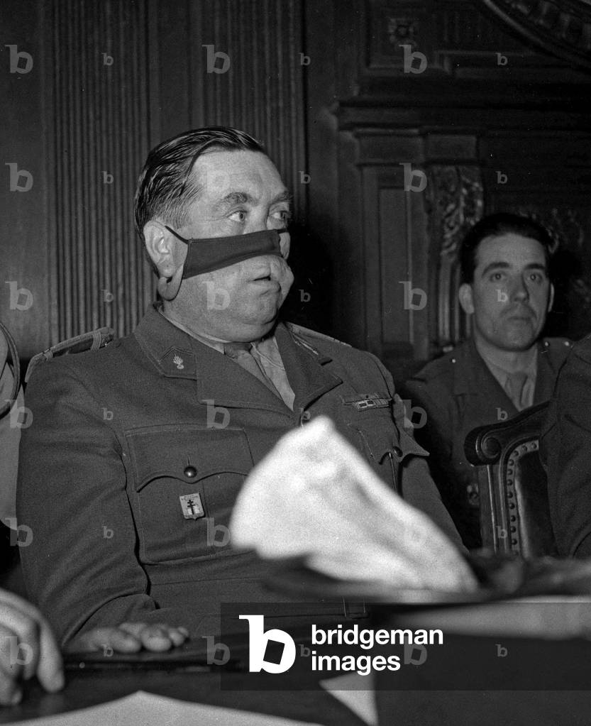 Trial of Otto Abetz, Paris, July 12, 1949 : the lieutenant Inocente (b/w photo)