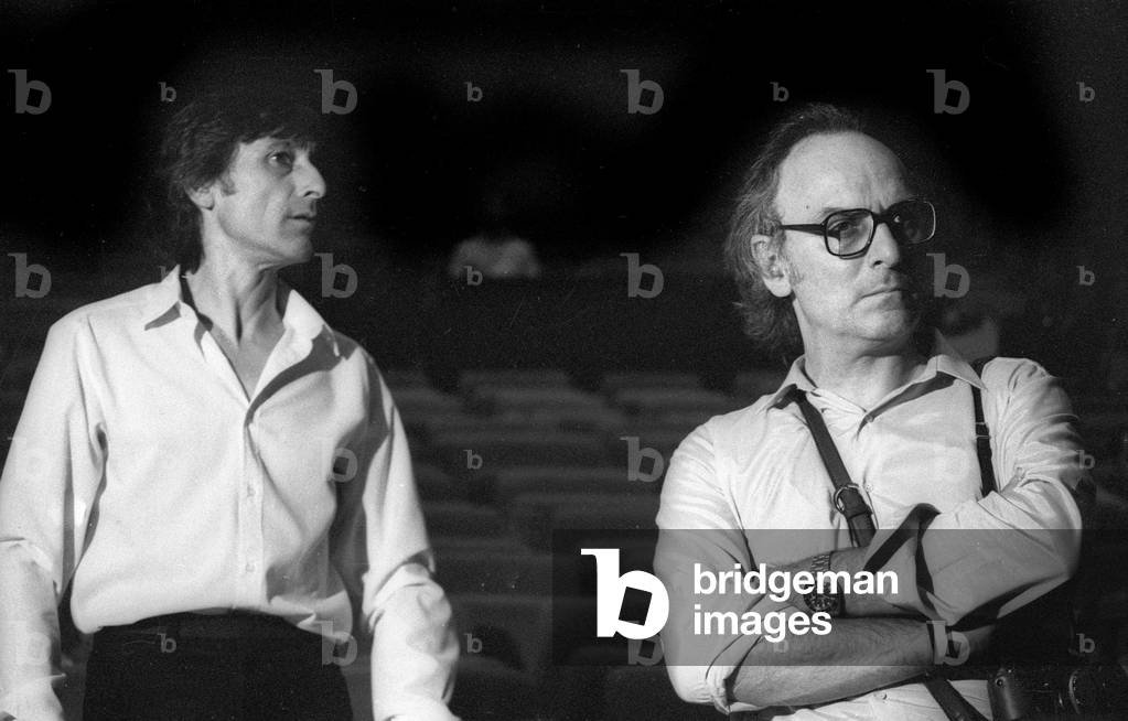 Antonio Gades (Antonio Esteve Rodenas) Spanish Flamenco Dancer and Carlos Saura on Stage at The Palais Des Congres, Paris, For A Rehearsal of Ballet 