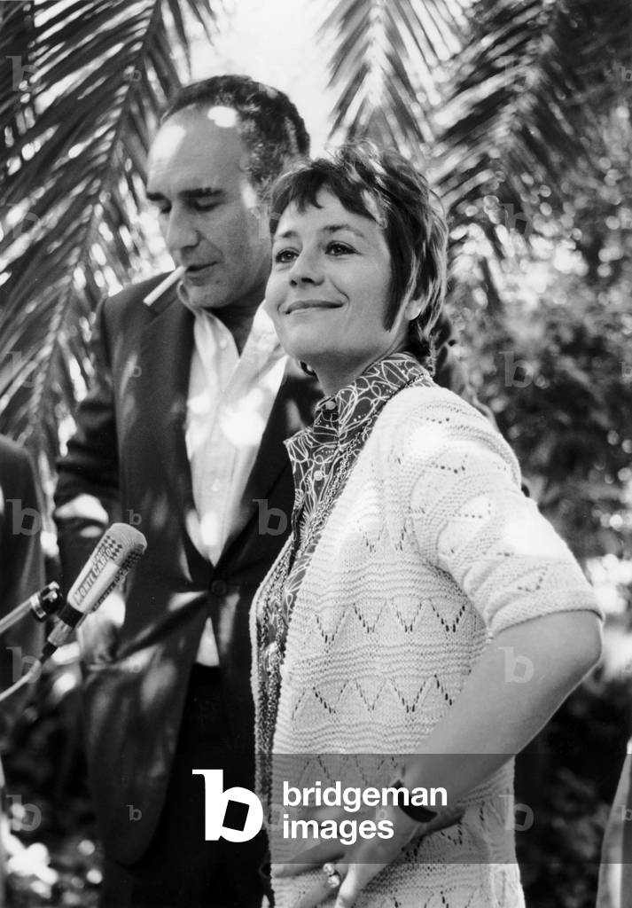 Michel Piccoli and Annie Girardot at Cannes Film Festival on May 13, 1969 (b/w photo)