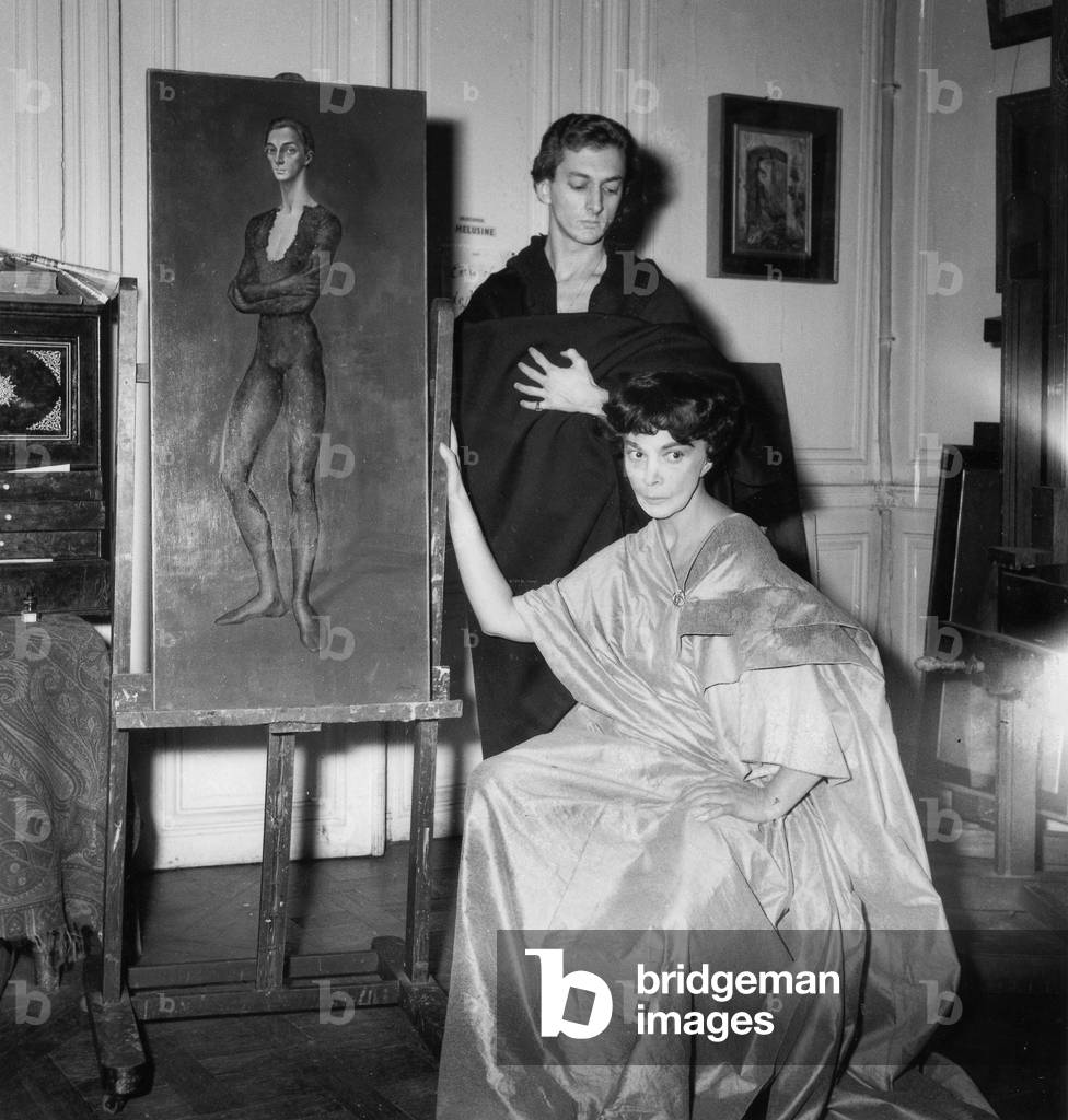 Leonor Fini (1908-1996) French Set Designer Scene Painter November 24, 1955 With Raymond Lorrain (b/w photo)