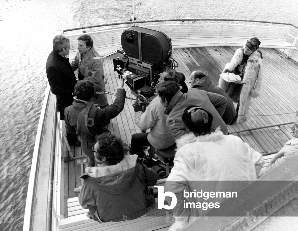 Actors Gian Maria Volonte and Jean Louis Trintignant on Set of Film The French Conspiracy February 7, 1972 Camera (b/w photo)