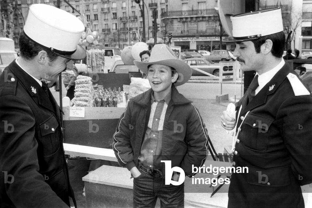 Young Actor Kelly Reno in Paris on March 10, 1980 (b/w photo)