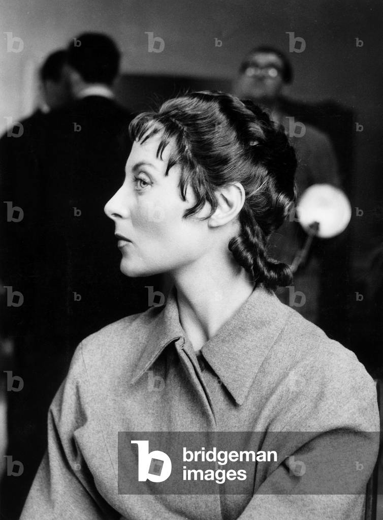French Actress Michele Morgan on Set of Film Napoleon July 6, 1954 (b/w photo)