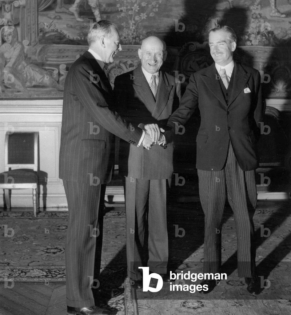 Meeting Between Anthony Eden, Robert Schuman and Dean Acheson, 1951 in Paris (b/w photo)