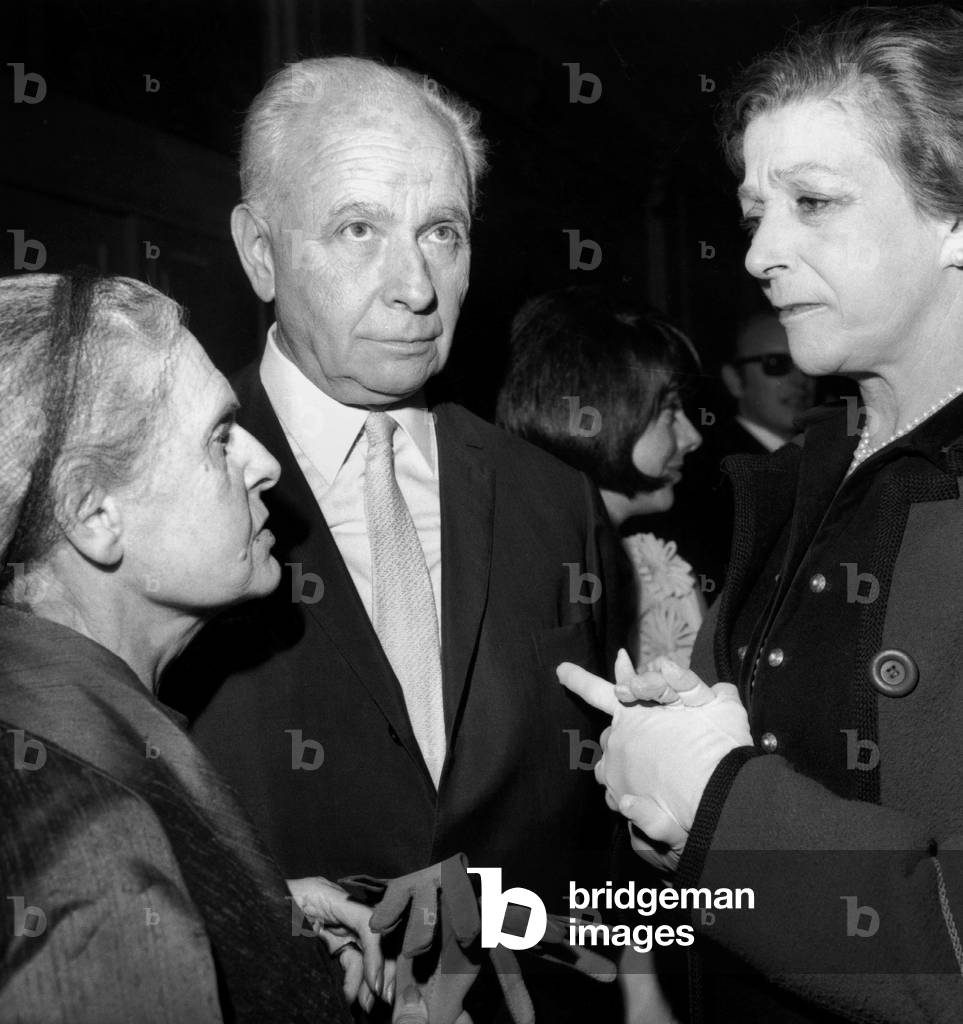 Elsa Triolet, Louis Aragon and Louise De Vilmorin at Premiere of Guybeart'S Concerts in Paris September 23, 1967 (b/w photo)