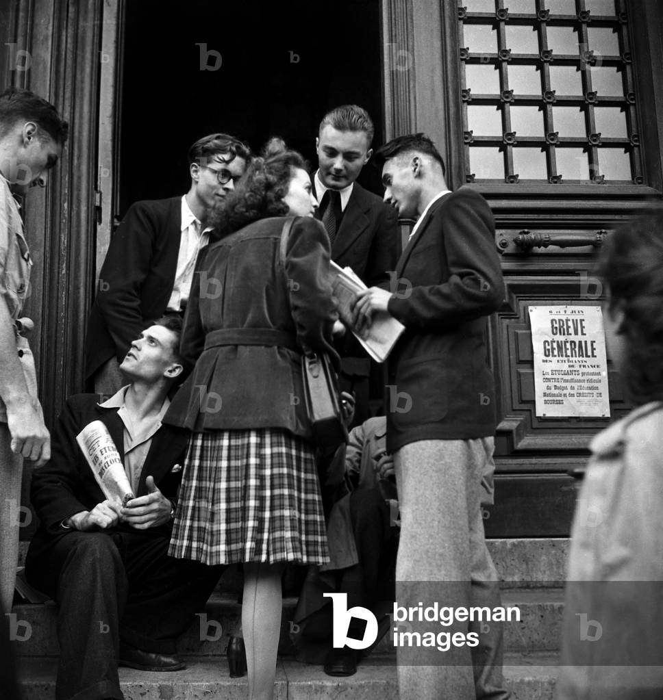 French Students on Strike Because of The Low Budget of National Education, in Paris, June 6, 1947 (At The 