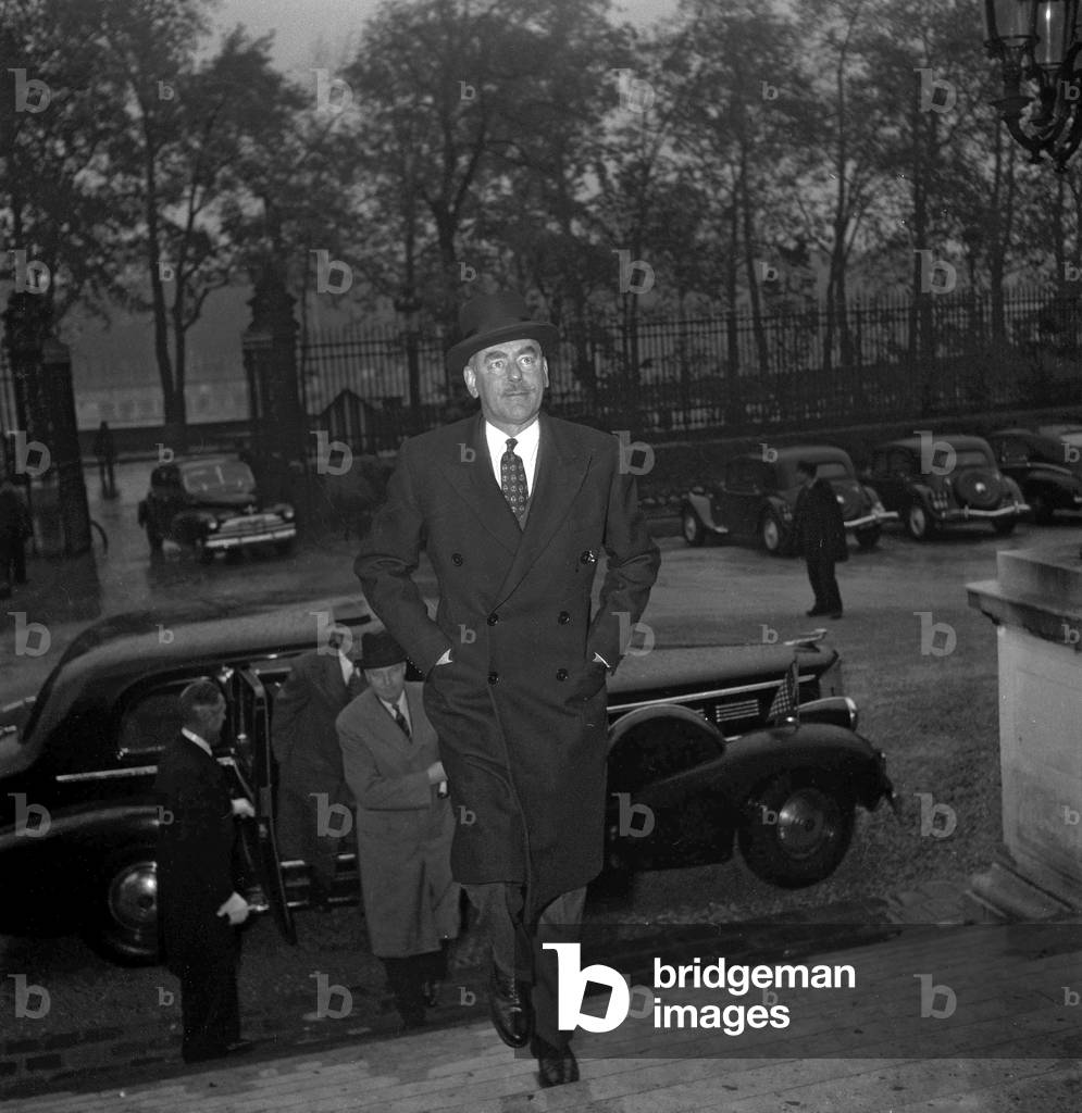 Meeting of the 3 Foreign affairs ministers, Paris, November 9, 1949 : Dean Acheson (b/w photo)