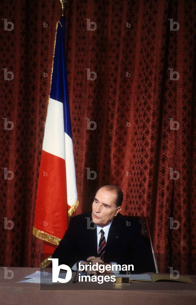 French President Francois Mitterrand during A Press Conference at The Elysee Palace, Paris, France, November 22, 1985  (photo)