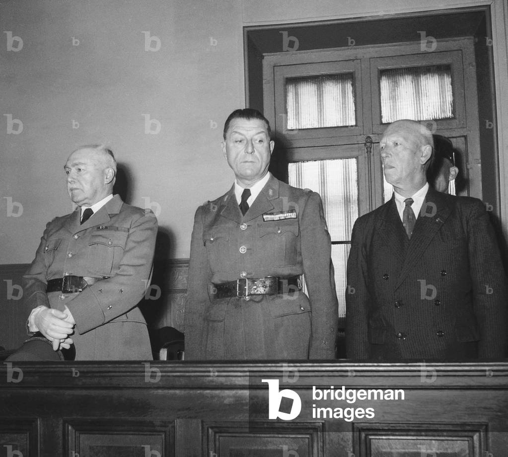 Trial in Paris of general Guillemet, Benoiton and colonel Guibertaux on November 3, 1949 (former collaborators) (b/w photo)
