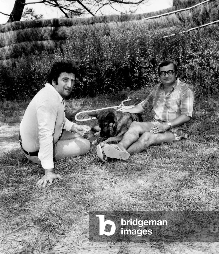 Claude Chabrol (R) during Holidays in his House in Fyla here With Mario David August 26, 1972 (b/w photo)