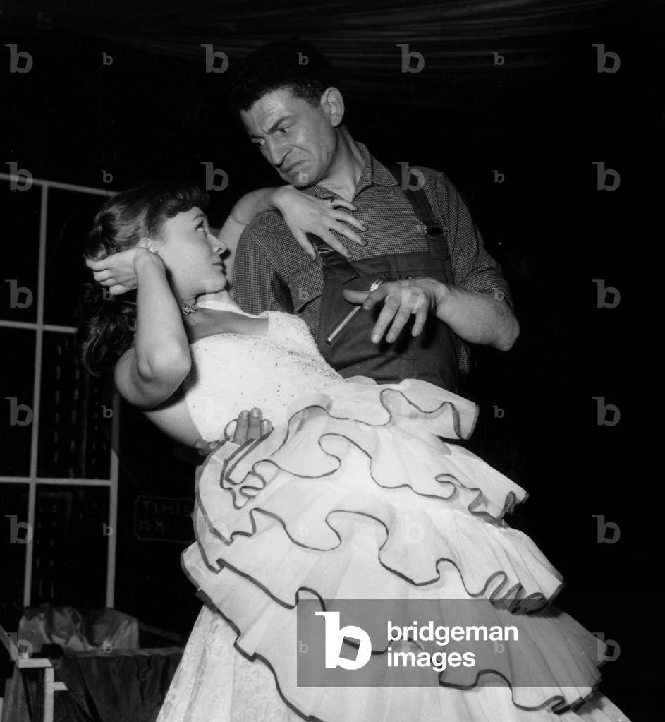 French Actors Daniele Delorme and Yves Robert December 18, 1954 (b/w photo)