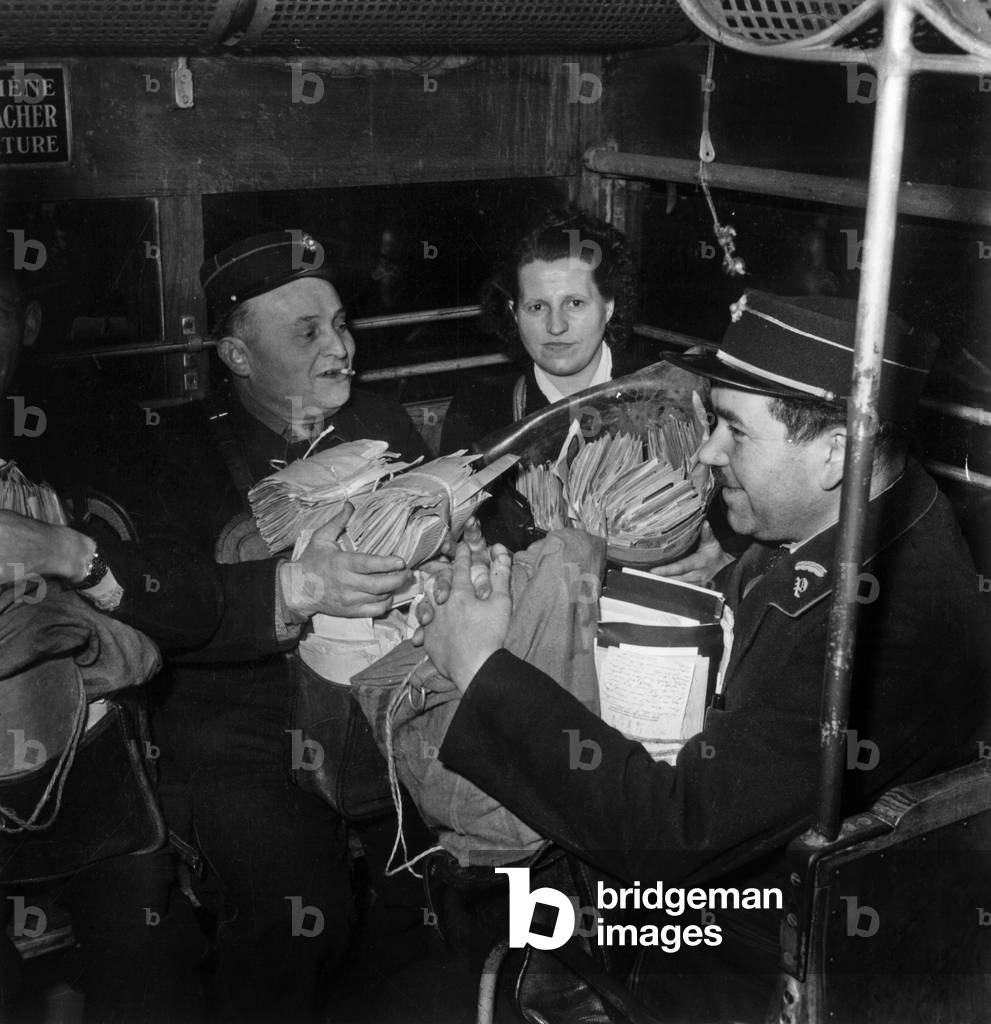 New Year's Day Factors Departing To Mail Distribution January 1, 1947 (b/w photo)