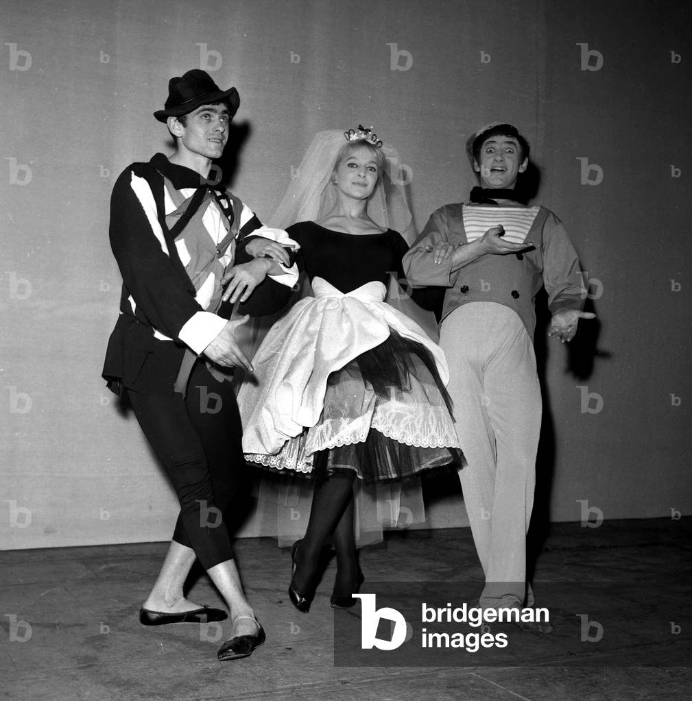 Gilles Segal, Sabine Lods and French Mime Artist Marcel Marceau during Rehearsal of Show 