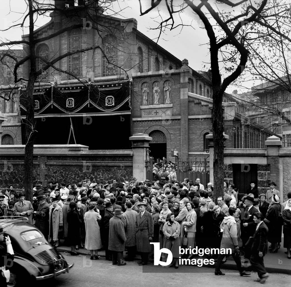 The Funeral of Christian Dior Celebrated at The Church Saint Honore of Eylau October, 29 1957 (b/w photo)