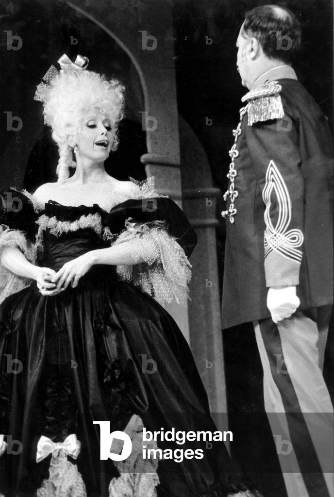Actors Nicki Nancel and Tony Mallet Performing in Theatre Play in Paris May 16, 1984 (b/w photo)