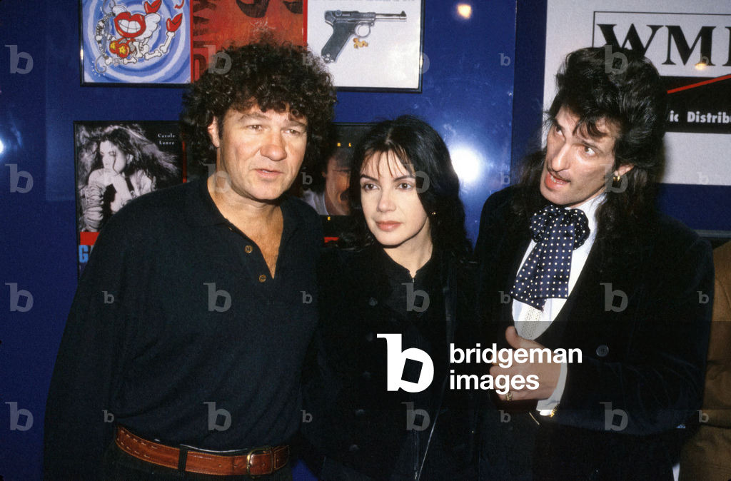 Canadian Robert Charlebois, Carole Laure and Willie Deville at Midem Party in Cannes January 24, 1991 (photo)