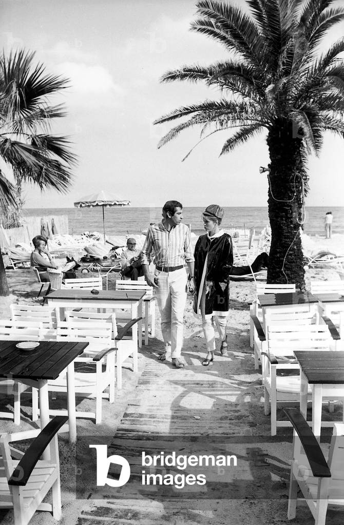 Roger Vadim with his wife, Jane Fonda, Saint Tropez, 1964 (photo)