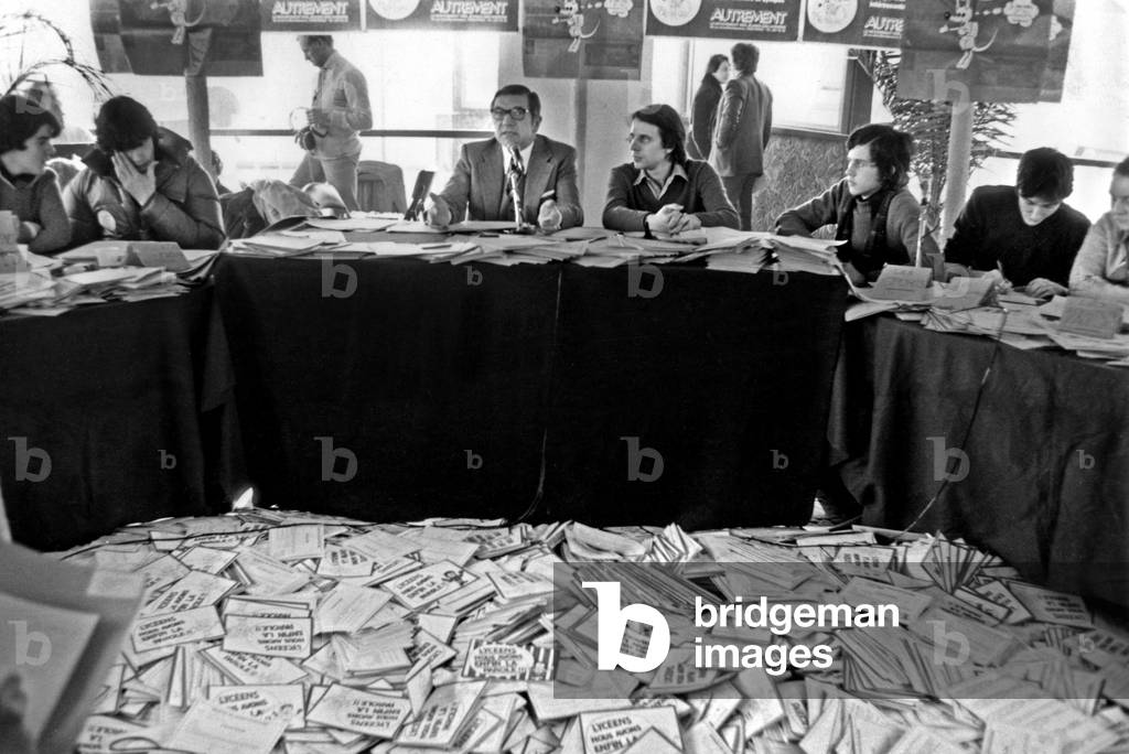 Rene Haby French Minister of Education here during National Day For Secondary School Students in Paris February 8, 1978 (b/w photo)