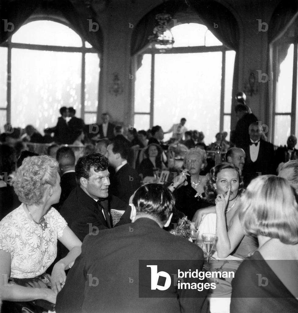 Michele Morgan and her 2Nd Husband Henri Vidal at Gala Diner during Cannes Film Festival April 03, 1951 (b/w photo)