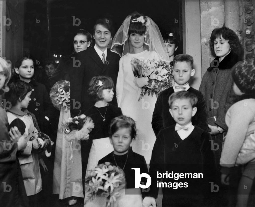 Wedding of Alice Dona and Bernard Ricci on November 18, 1965 (b/w photo)