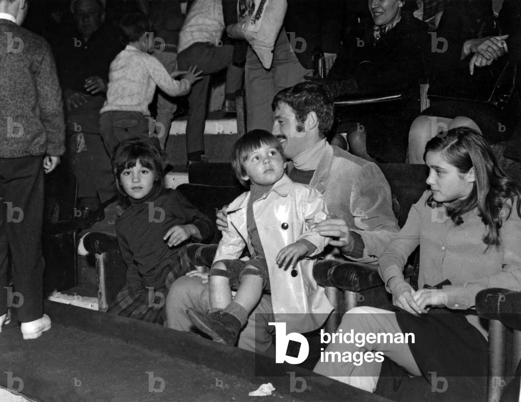 Jean Paul Belmondo and his children (b/w photo)