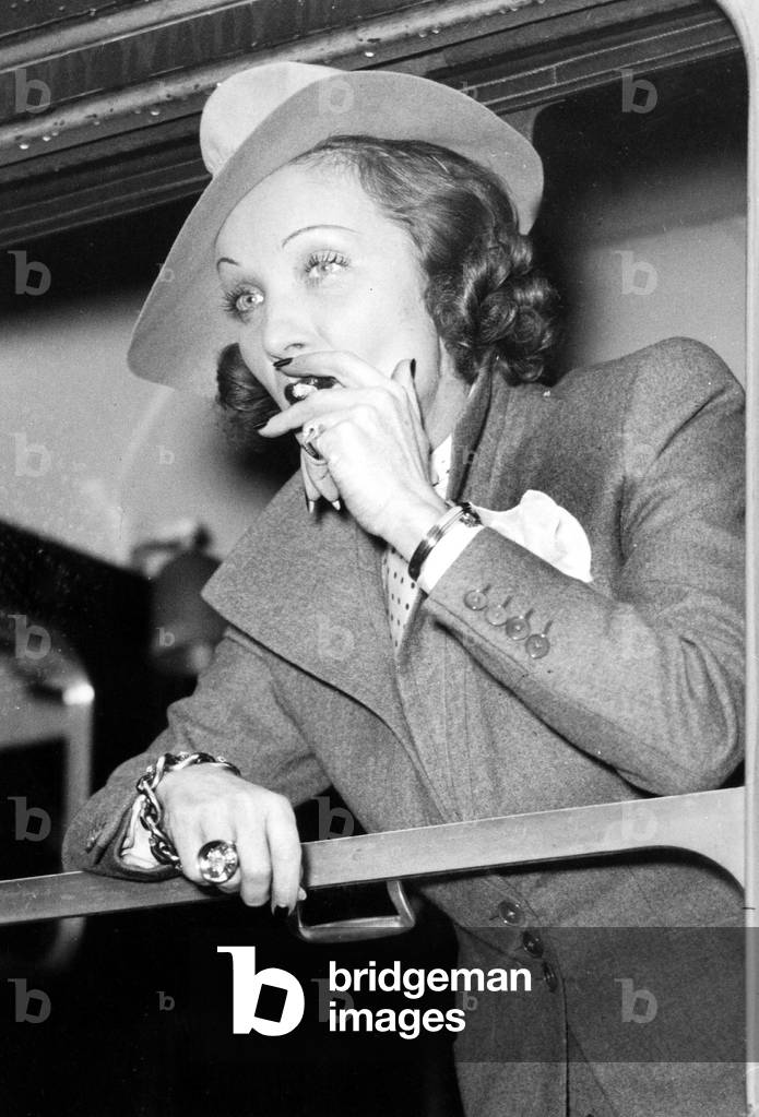 Marlene Dietrich Smoking in A Train, C. 1936 (b/w photo)