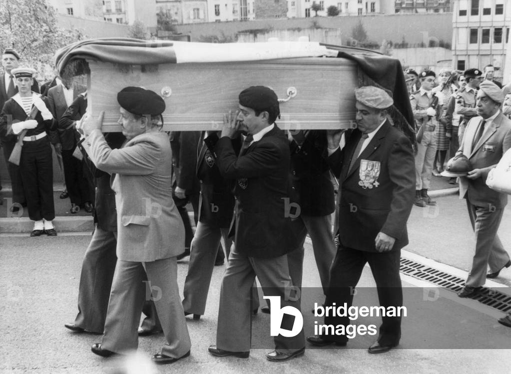 Funeral of French General Raoul Salan July 5, 1984, Paris (b/w photo)