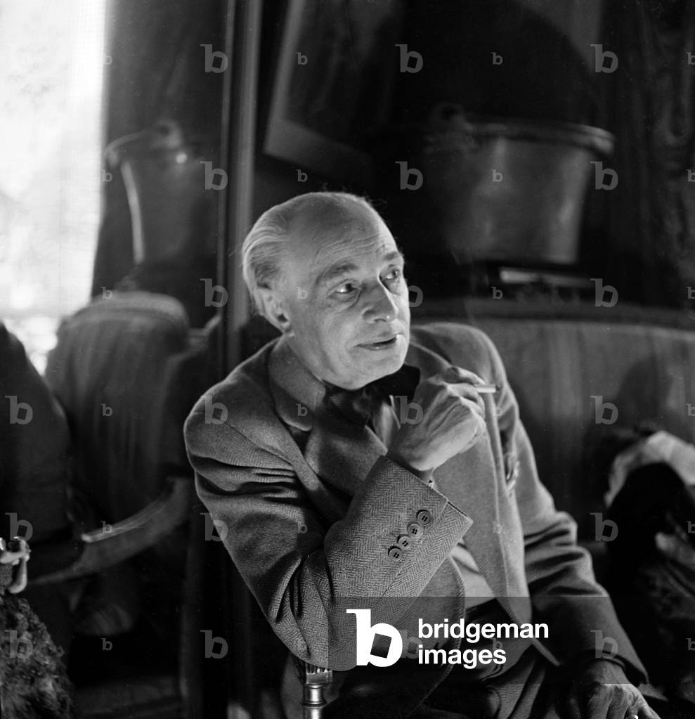 Alphonse Boulicot, French Clown, at Home in Paris, June 13, 1946 (b/w photo)