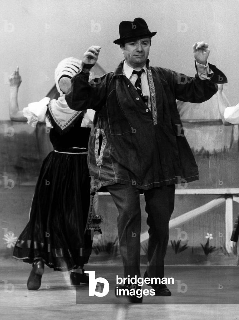 French Comedian Fernand Raynaud Dancing Bourree during TV Programme, June 8, 1971 (b/w photo)