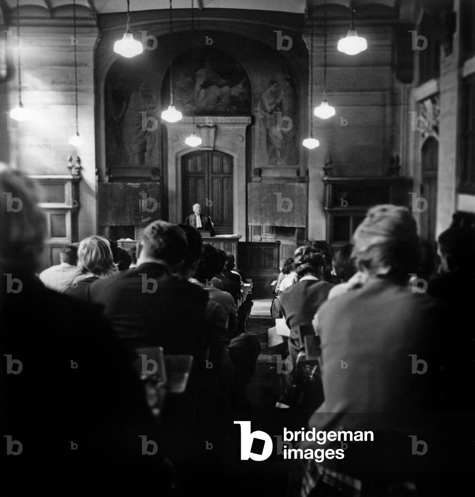 Student Rentree In A Great Parisian University Here Students In An Amphitheatres On November 3, 1958 (b/w photo)