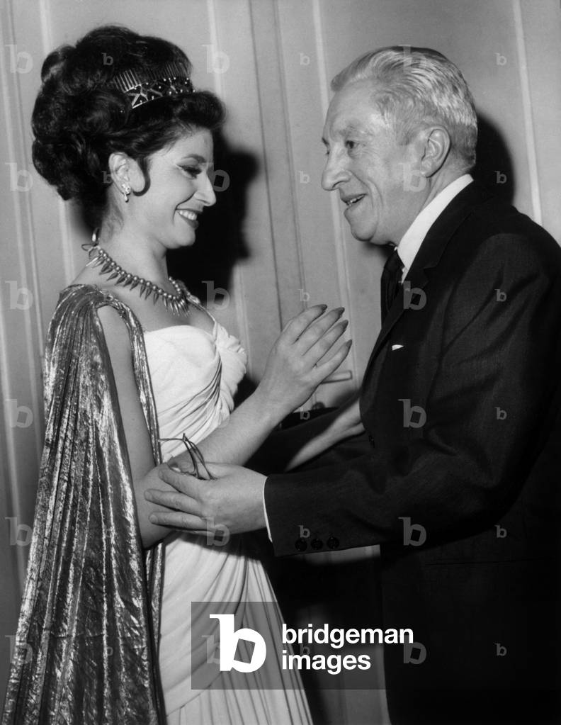 Georges Chamarat and his Pupil Evelyne Selena Before her Drama Competition, Paris, June 29, 1964 (b/w photo)