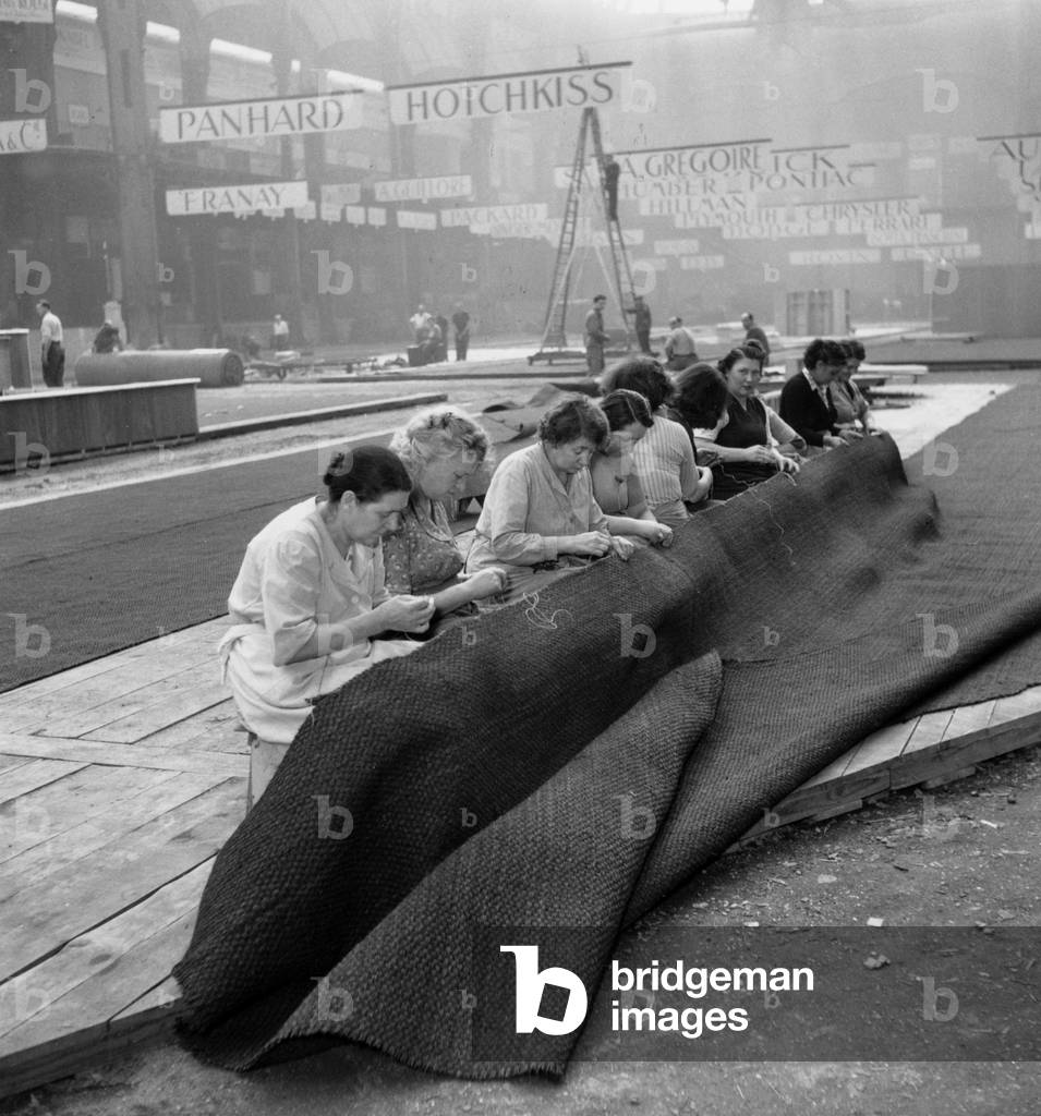 Workers (Women) Preparing Paris Motor Show Septembrer 30, 1949 (b/w photo)