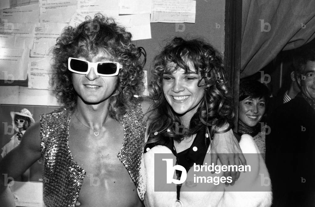 Michel Polnareff and his Fiancee Charlotte After his Concert at Olympia October 11, 1972 (b/w photo)