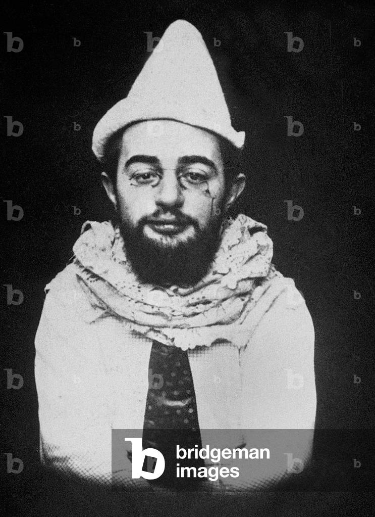 French Painter Henri De Toulouse-Lautrec (1864-1901) Dressed Up As A Clown (With Footit Hat) C. 1894 (b/w photo)