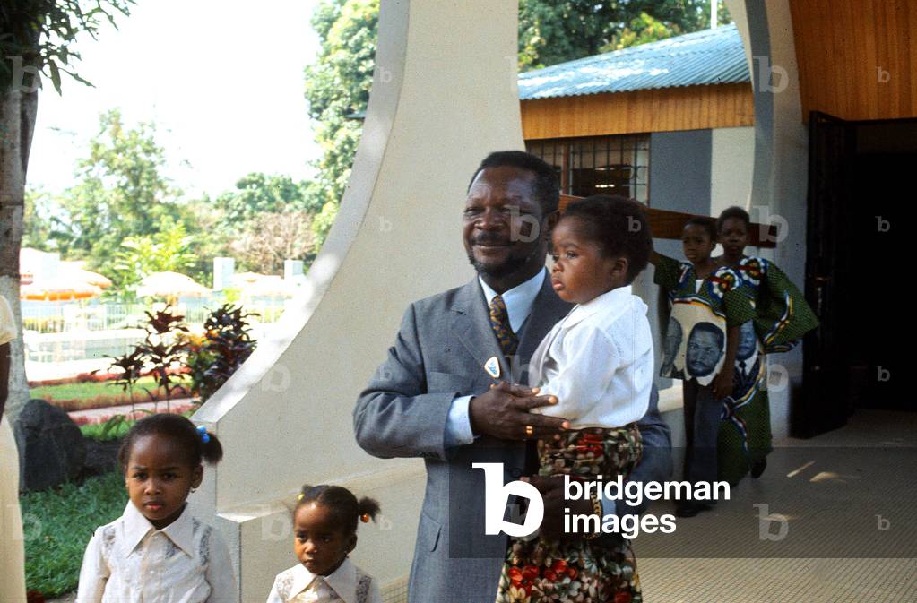 President of Central Africa Republic Jean Bedel Bokassa With Children 1976 (photo)