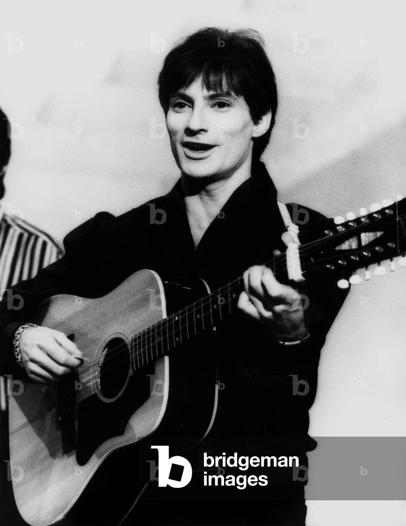 Hugues Aufray during Rehearsals For TV Programme, March 1964 (b/w photo)