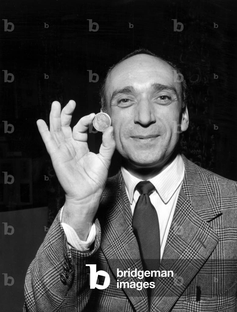 Jacques Mauclair Receiving Prize of his Stage Productions and Directions January 30, 1957 (b/w photo)