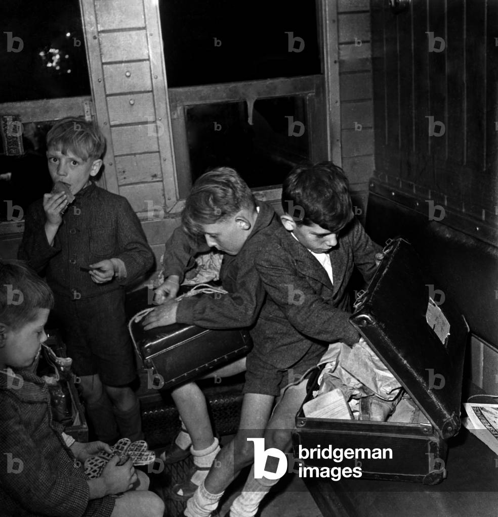 600 Children Leaving Paris By Train For Holidays in Black Forest (Germany), June 7, 1946 (b/w photo)