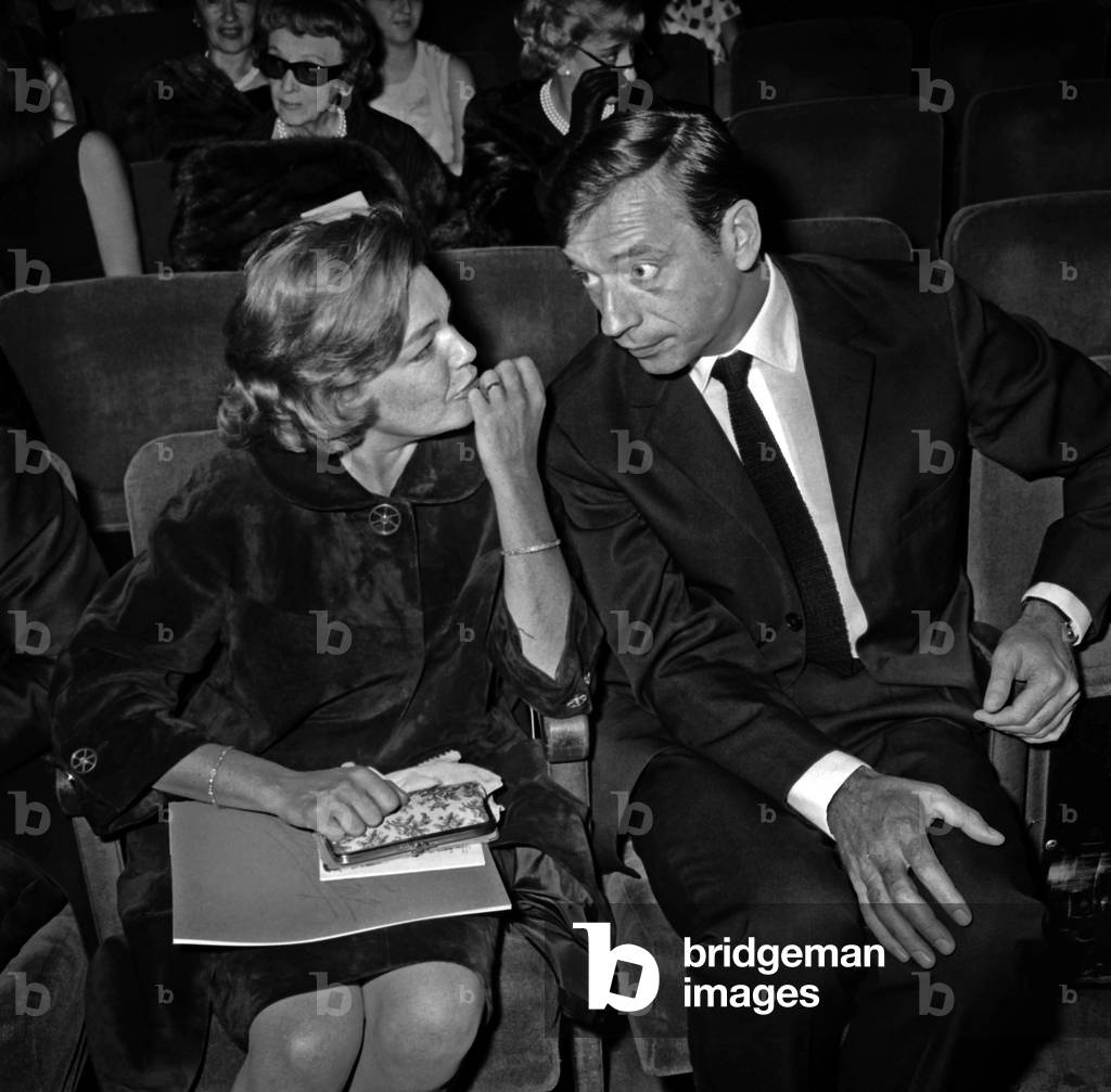 Simone Signoret and Yves Montand at Edithpiaf'S Show at Olympia, Paris, September 28, 1962 (b/w photo)