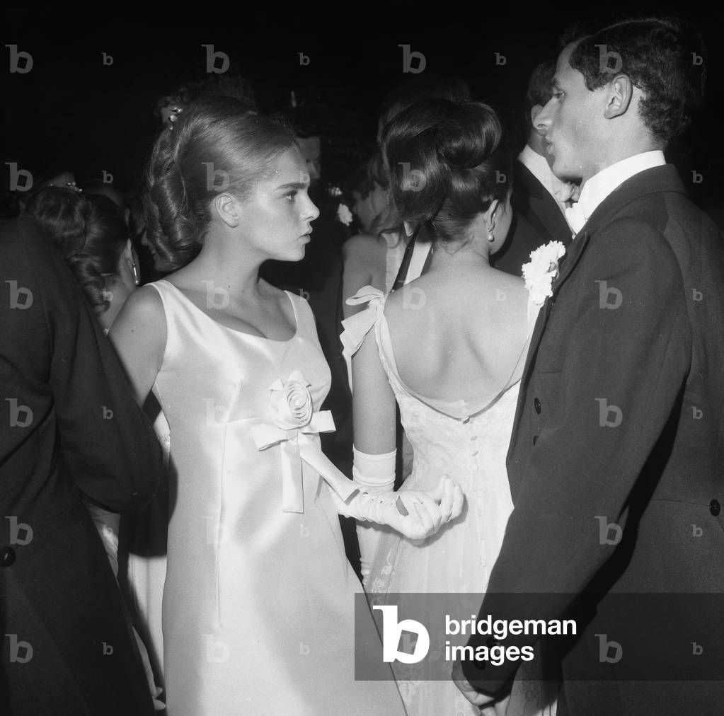 Ball of The Debutantes in Chaillot Palace in Paris on October 7, 1964 (b/w photo)